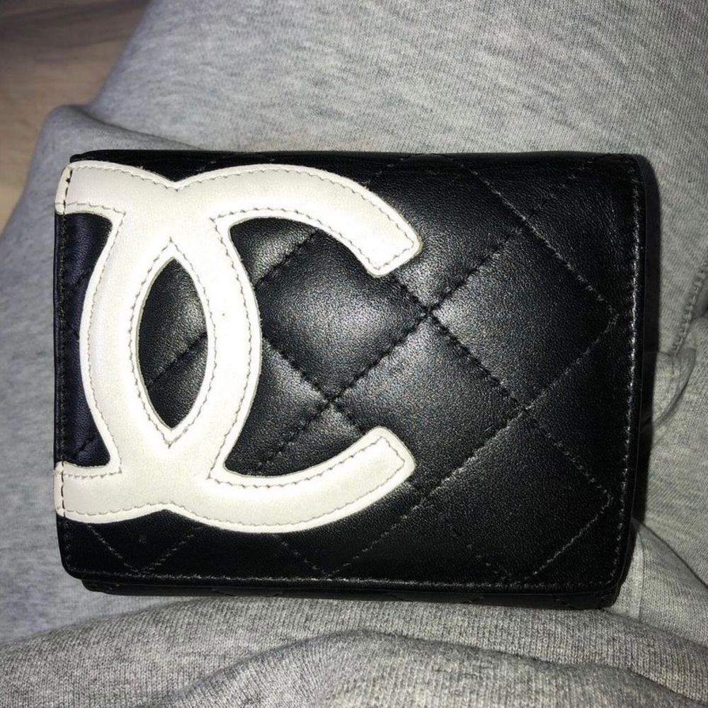 Chanel Black Quilted Lambskin Trifold Wallet